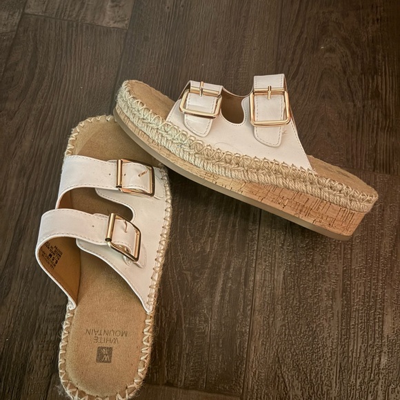 White Mountain Women's Cream Buckle Sandals - Picture 3 of 3